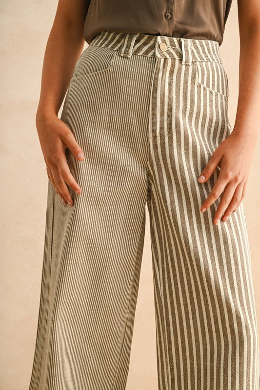 Dual Stripe Wide-Leg Pants