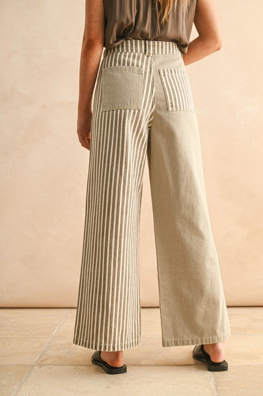 Dual Stripe Wide-Leg Pants