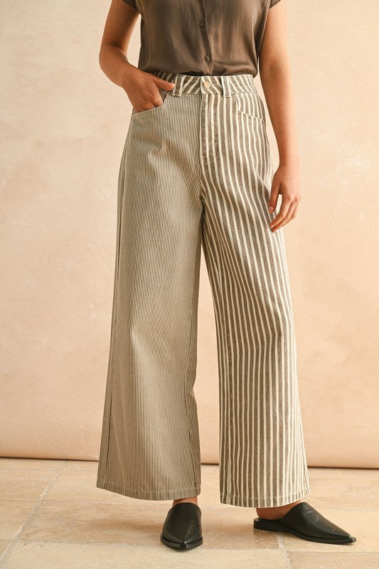 Dual Stripe Wide-Leg Pants