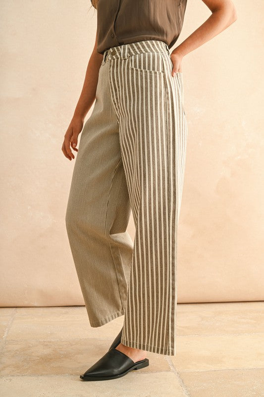 Dual Stripe Wide-Leg Pants
