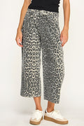 Animal Print Wide - Leg Crop Pants