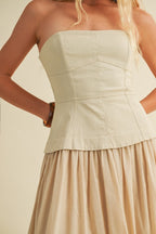 Desert Pearl Strapless Midi Dress