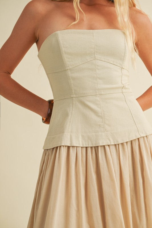 Desert Pearl Strapless Midi Dress