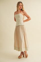 Desert Pearl Strapless Midi Dress