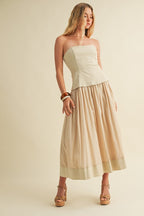 Desert Pearl Strapless Midi Dress