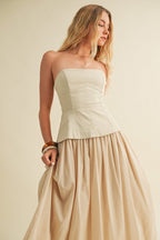Desert Pearl Strapless Midi Dress