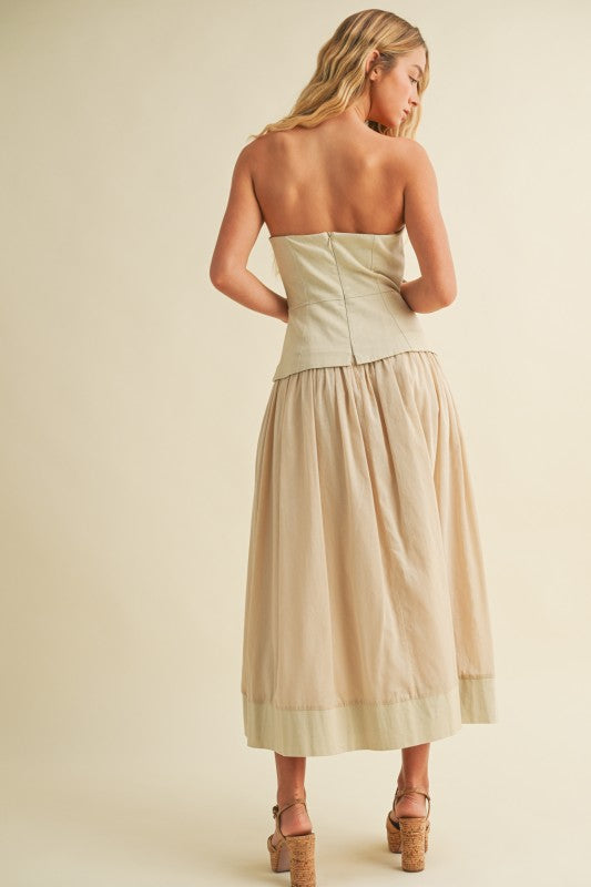 Desert Pearl Strapless Midi Dress
