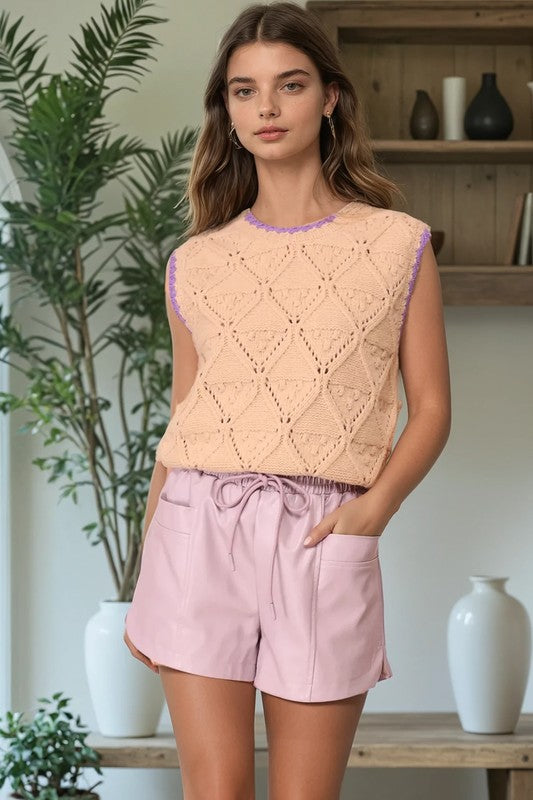 Top de punto Peach Petal