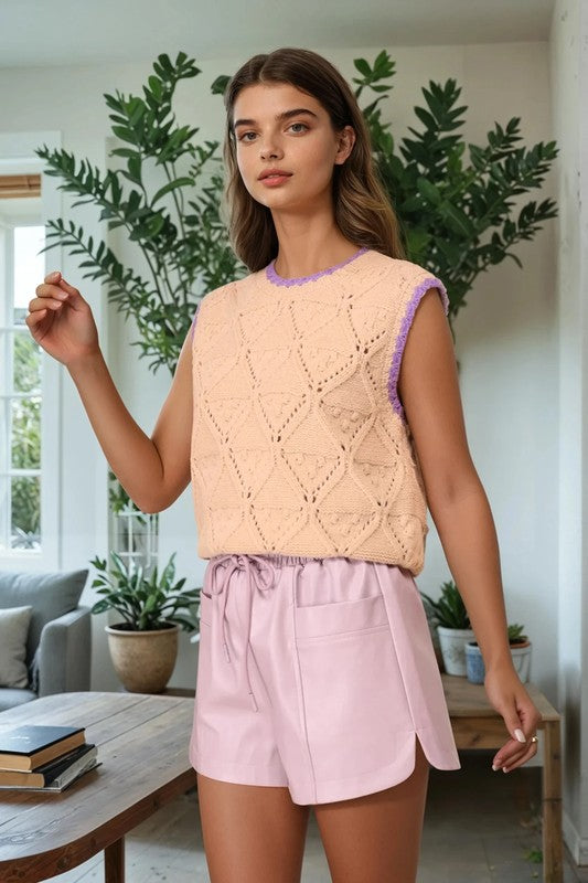 Top de punto Peach Petal
