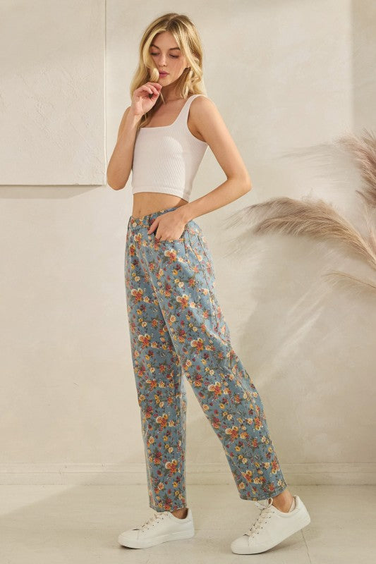 Floral Barrel Pants