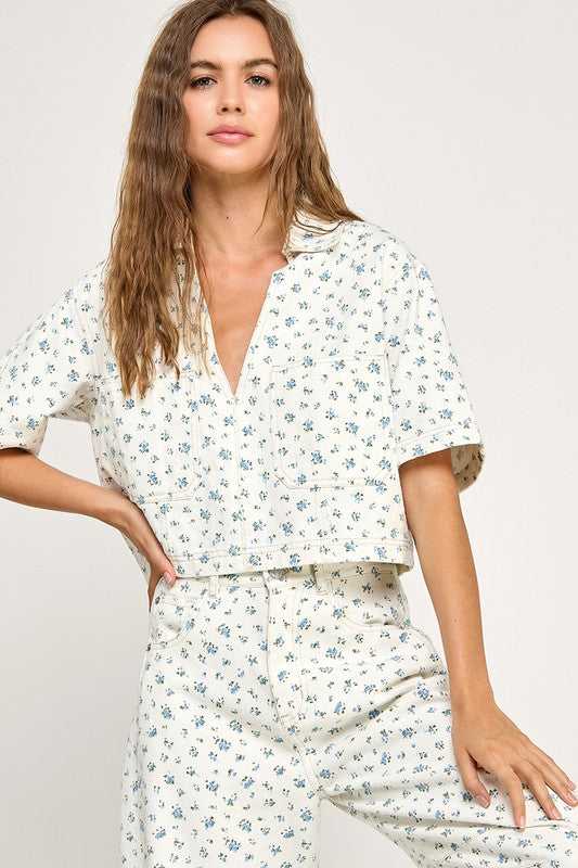 Bluebell Cropped Floral Shirt