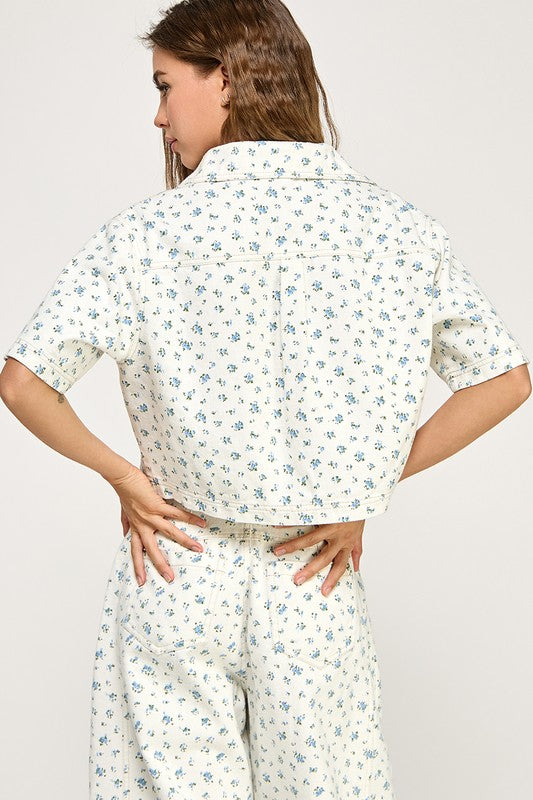 Bluebell Cropped Floral Shirt
