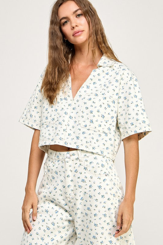 Bluebell Cropped Floral Shirt