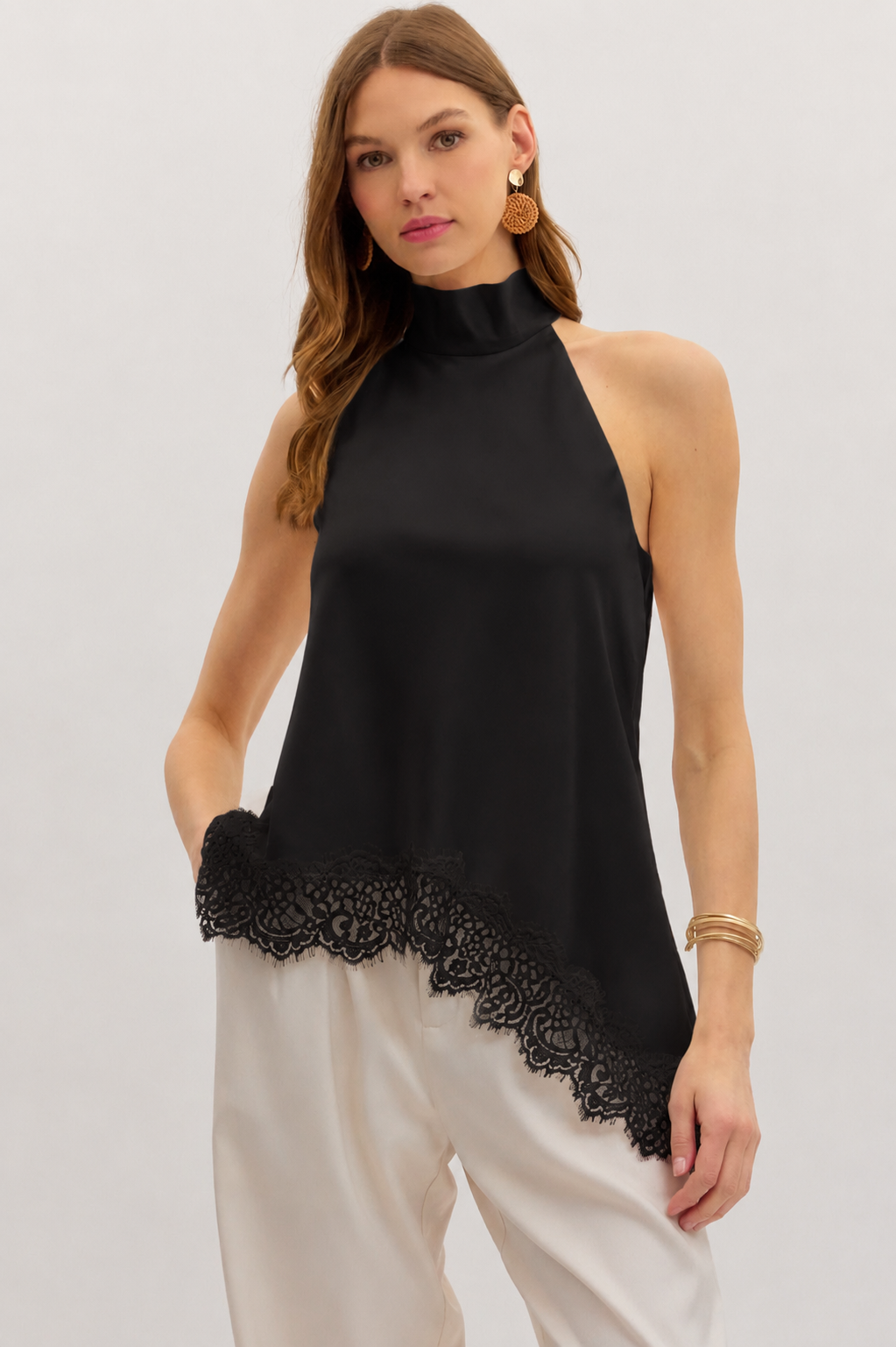 Midnight Lace Trim Top