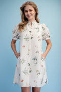 Floral Puff Sleeve Shirt Dress